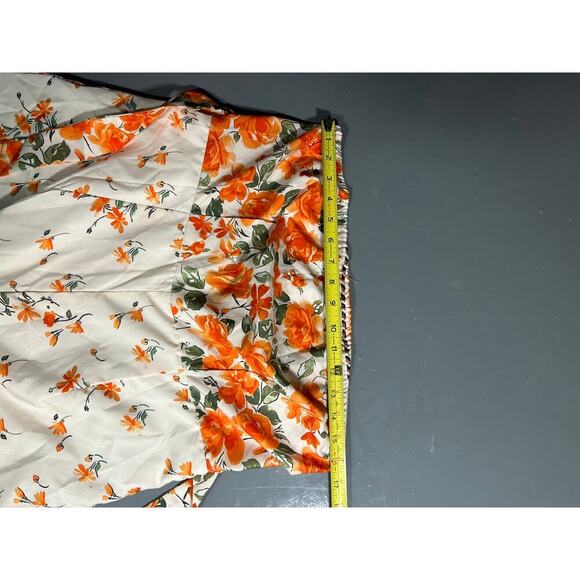 GOMORN 2 peace, Strapless Wide Leg Jumpsuit floral orange Sz XL 12 44 NWT - Picture 13 of 14
